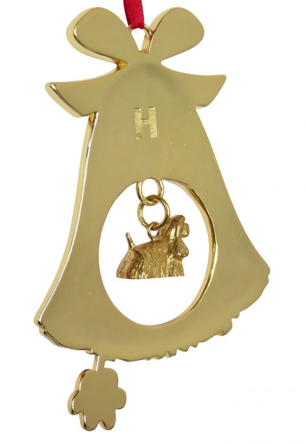 Cocker Spaniel Gold Plated Bronze Christmas Holiday Bell Ornament Decoration Gift
