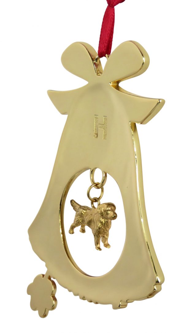 Golden Retriever Gold Plated Bronze Christmas Holiday Bell Ornament Decoration Gift