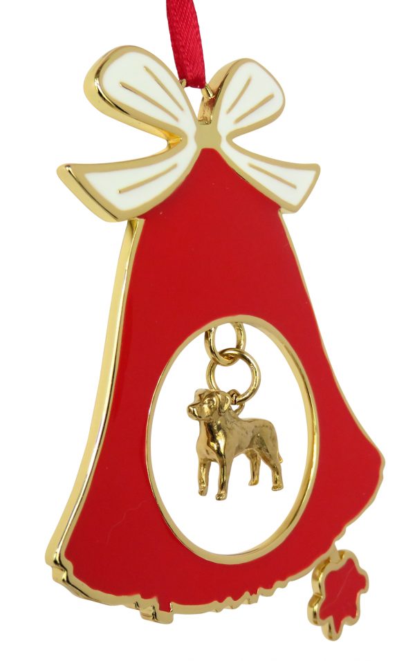 Labrador Retriever Gold Plated Bronze Christmas Holiday Bell Ornament Decoration Gift