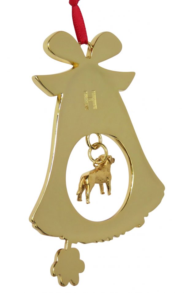 Labrador Retriever Gold Plated Bronze Christmas Holiday Bell Ornament Decoration Gift