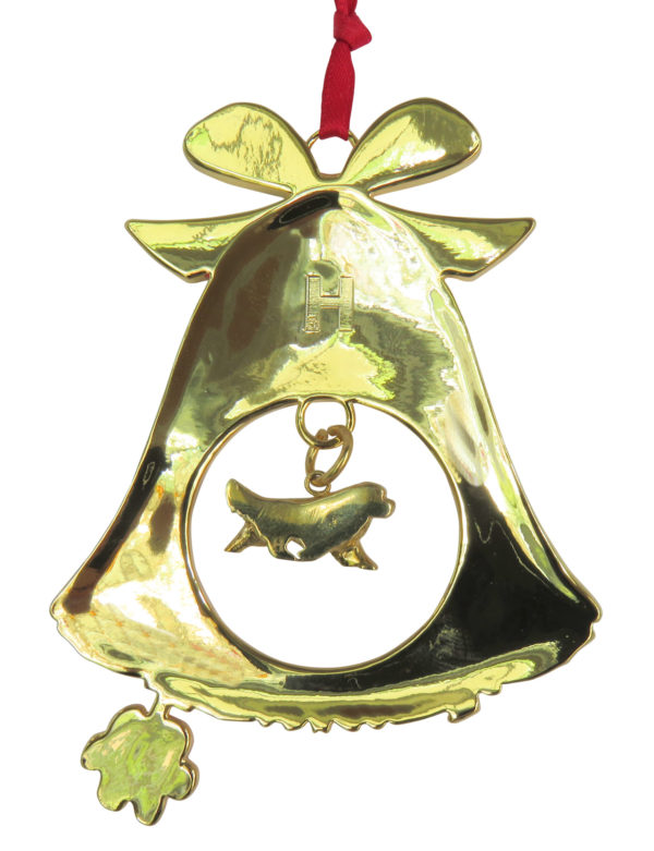 NEWFOUNDLAND Gold Plated Bronze Christmas Holiday Bell Ornament