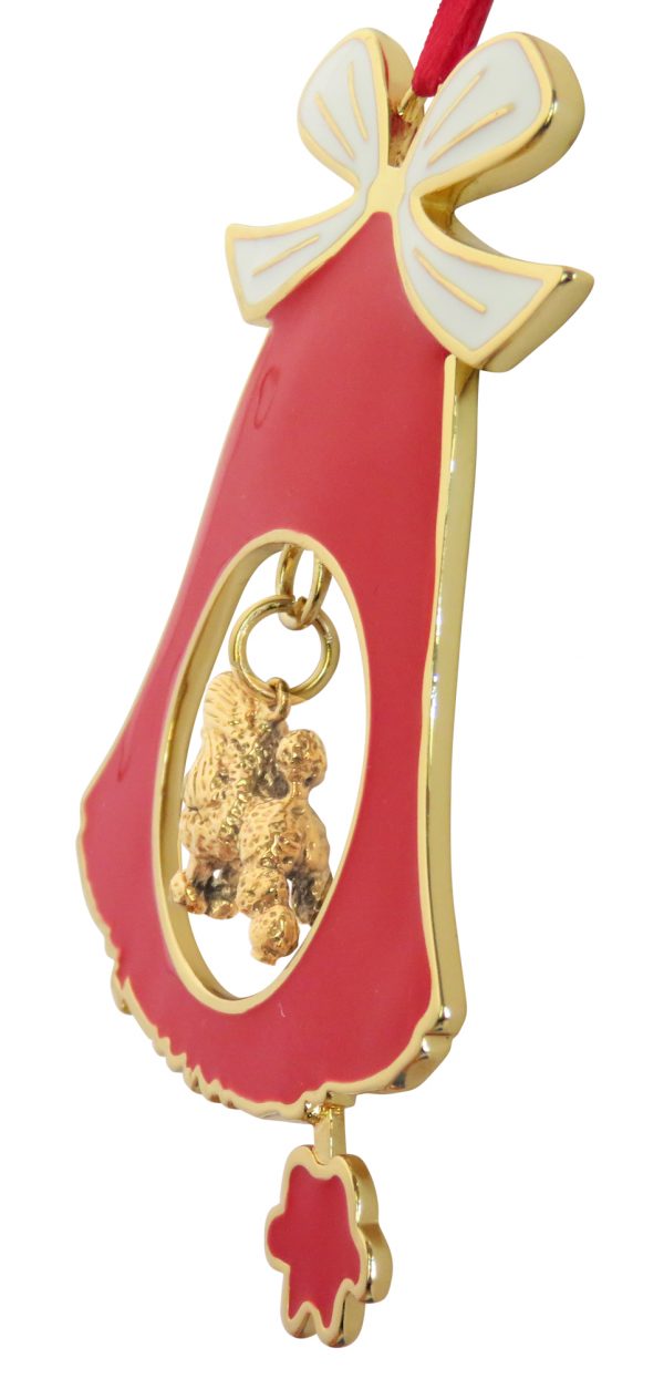 Poodle Gold Plated Bronze Christmas Holiday Bell Ornament Decoration Gift
