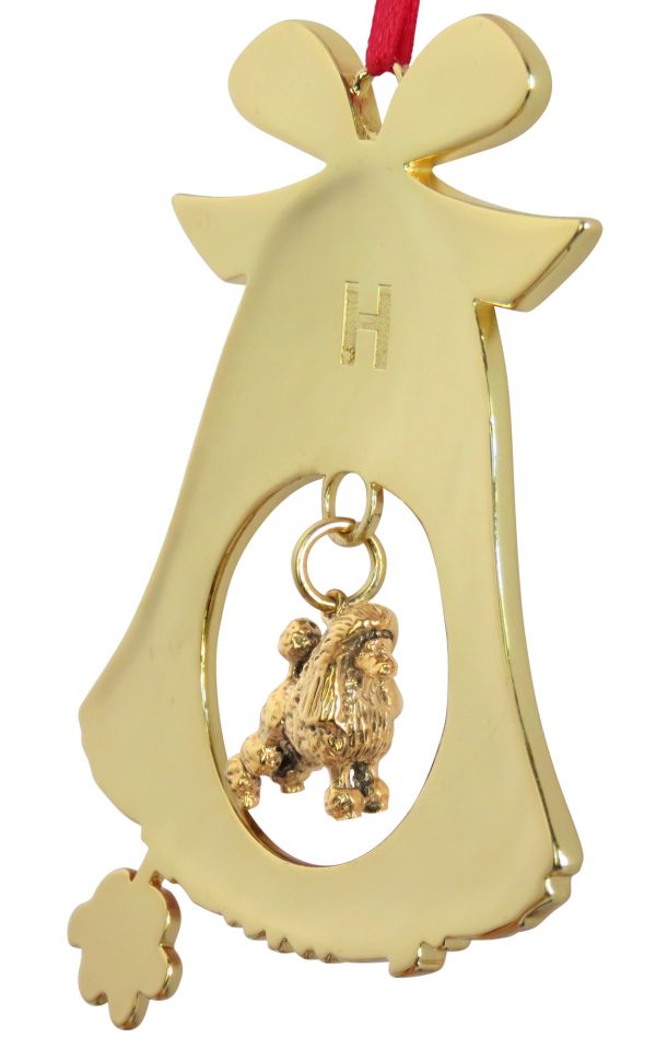 Poodle Gold Plated Bronze Christmas Holiday Bell Ornament Decoration Gift