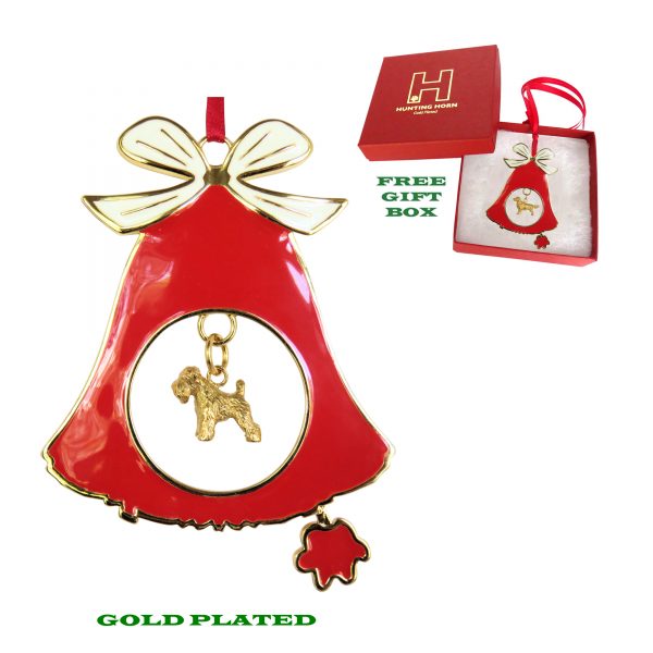 Soft Coated Wheaten Terrier Gold Plated Bronze Christmas Holiday Bell Ornament Decoration Gift