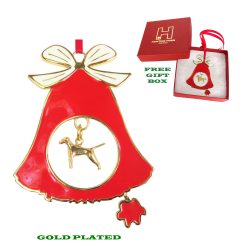 Vizsla Gold Plated Bronze Christmas Holiday Bell Ornament Decoration Gift