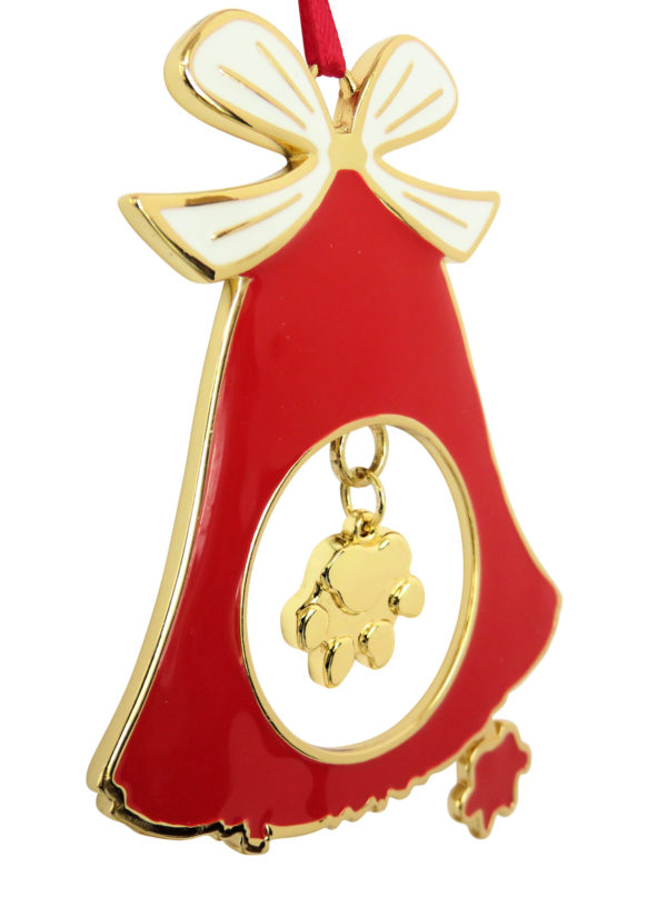 Exclusive DOG PAW Gold Plated Christmas Holiday BELL Ornament