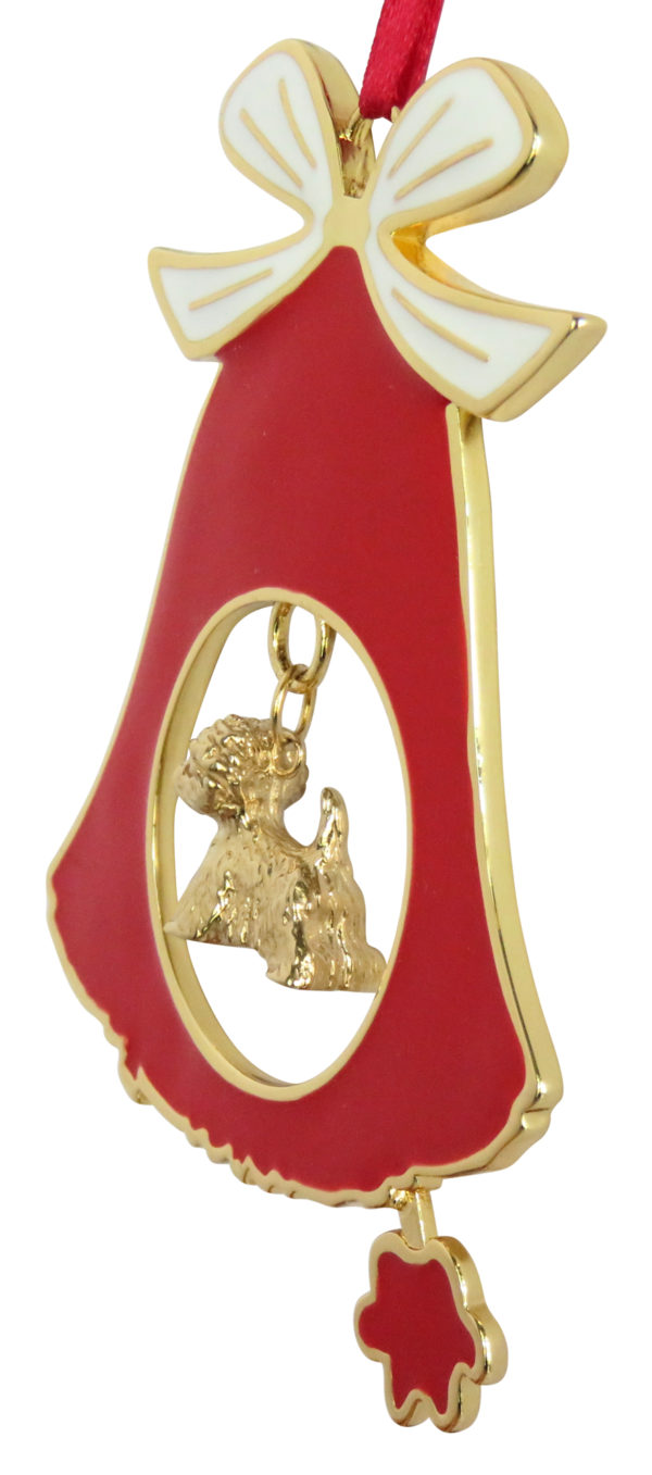 West Highland White Terrier Westie Gold Plated Enamel Christmas Holiday BELL Ornament
