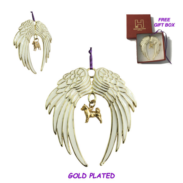 AKITA Gold Plated ANGEL WING Memorial Christmas Holiday Ornament