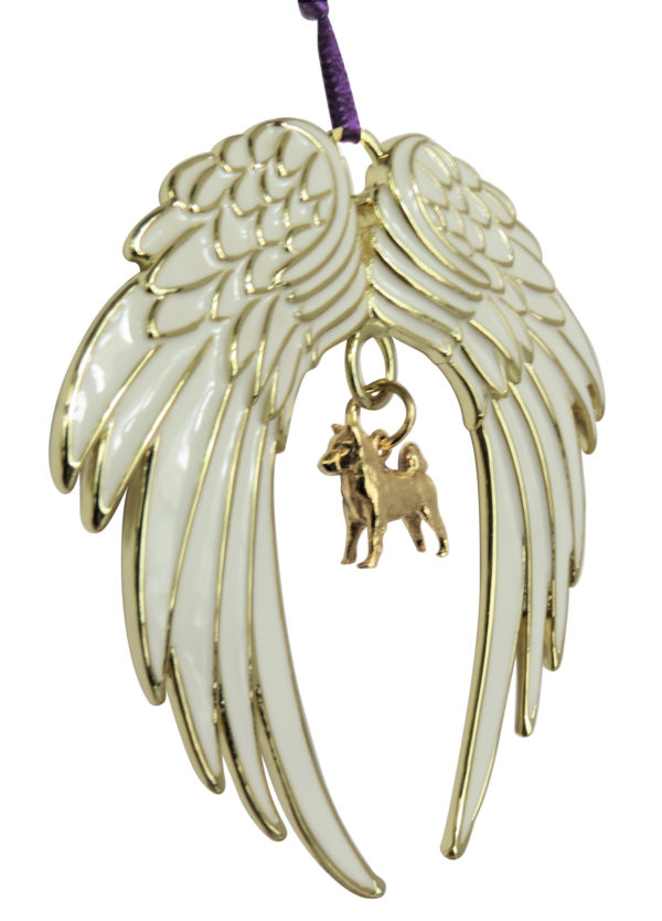 AKITA Gold Plated ANGEL WING Memorial Christmas Holiday Ornament
