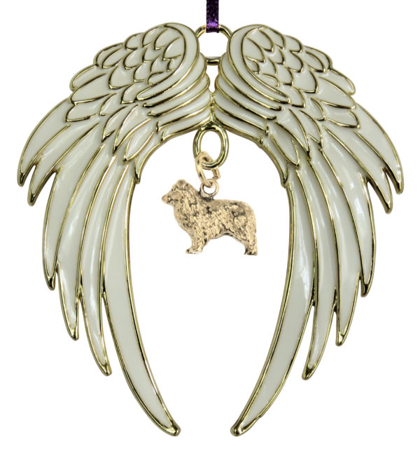 AUSTRALIAN SHEPHERD A Gold Plated ANGEL WING Memorial Christmas Holiday Ornament