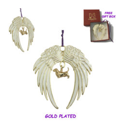 BASSET HOUND A Gold Plated ANGEL WING Memorial Christmas Holiday Ornament