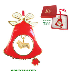 Pembroke Welsh Terrier Gold Plated Bronze Christmas Holiday Bell Ornament Decoration
