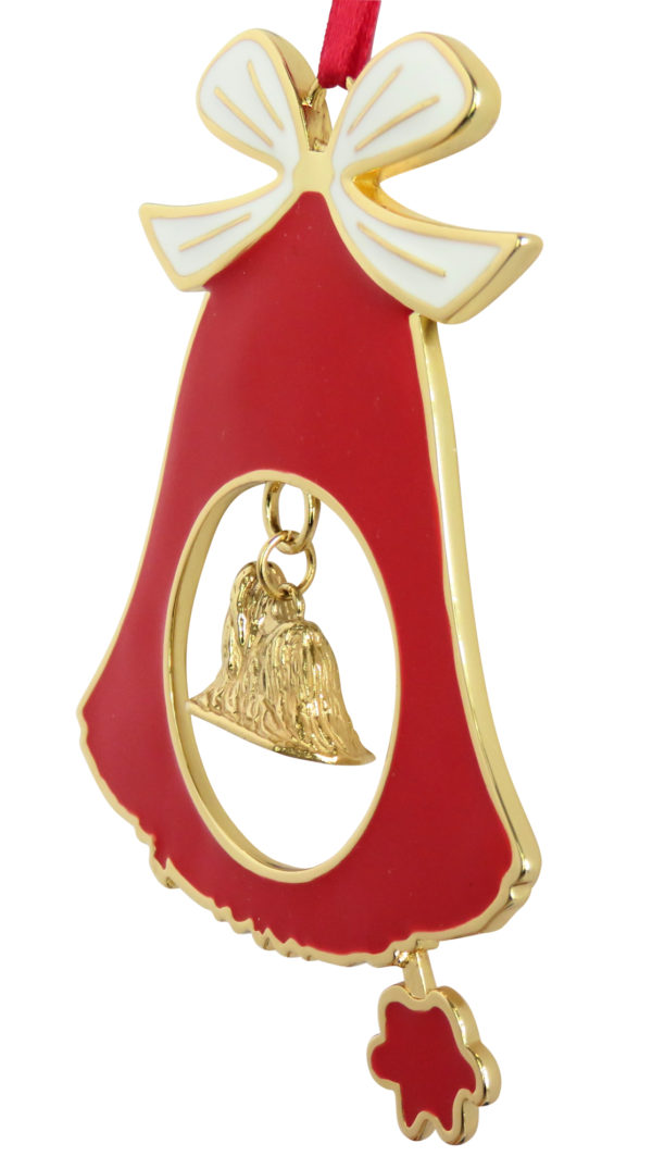 Shih Tzu Gold Plated Bronze Christmas Holiday Bell Ornament Decoration