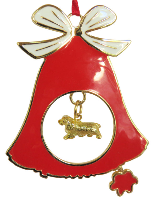 Sussex Spaniel Gold Plated Bronze Christmas Holiday Bell Ornament Decoration