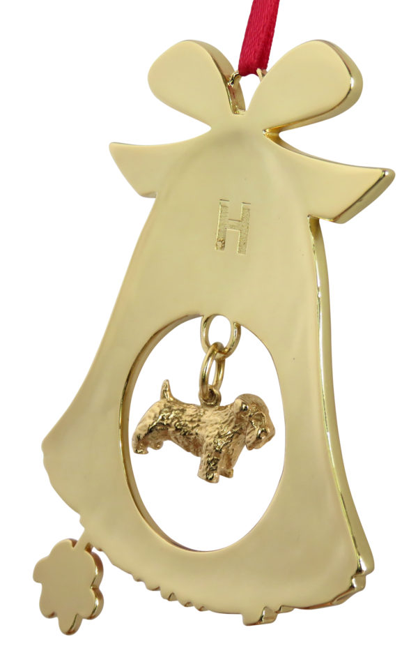 Sealyham Terrier Gold Plated Bronze Christmas Holiday Bell Ornament Decoration