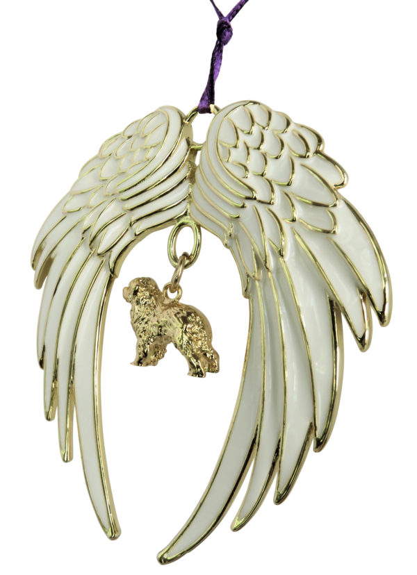 BERNESE MOUNTAIN DOG Gold Plated ANGEL WING Memorial Christmas Holiday Ornament
