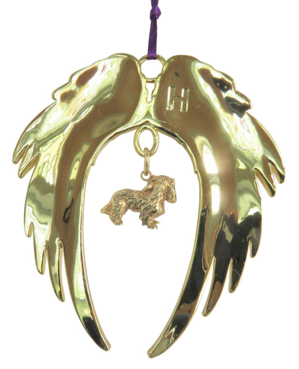 CAVALIER KING CHARLES SPANIEL Gold Plated ANGEL WING Memorial Christmas Holiday Ornament