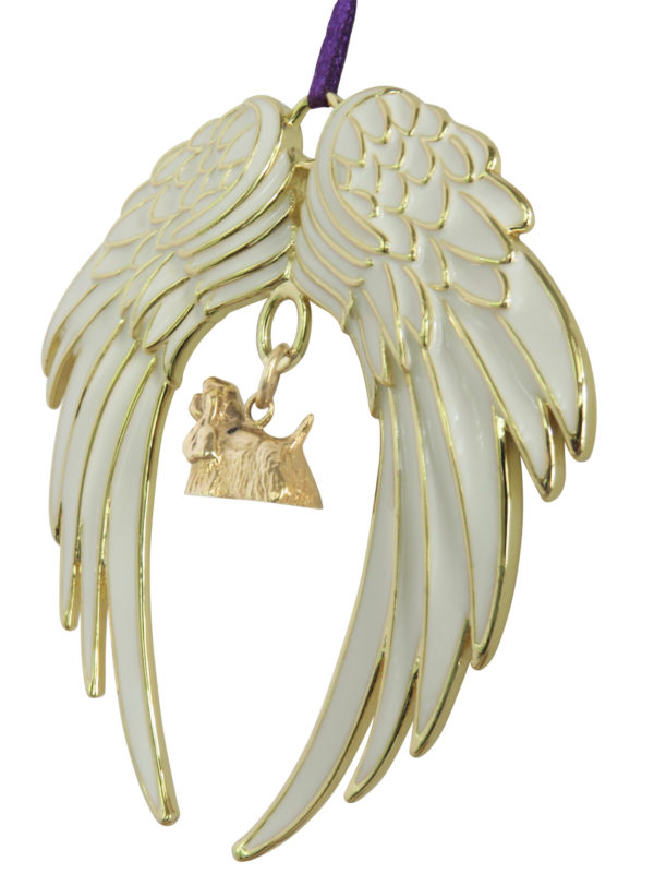 COCKER SPANIEL Gold Plated ANGEL WING Memorial Christmas Holiday Ornament