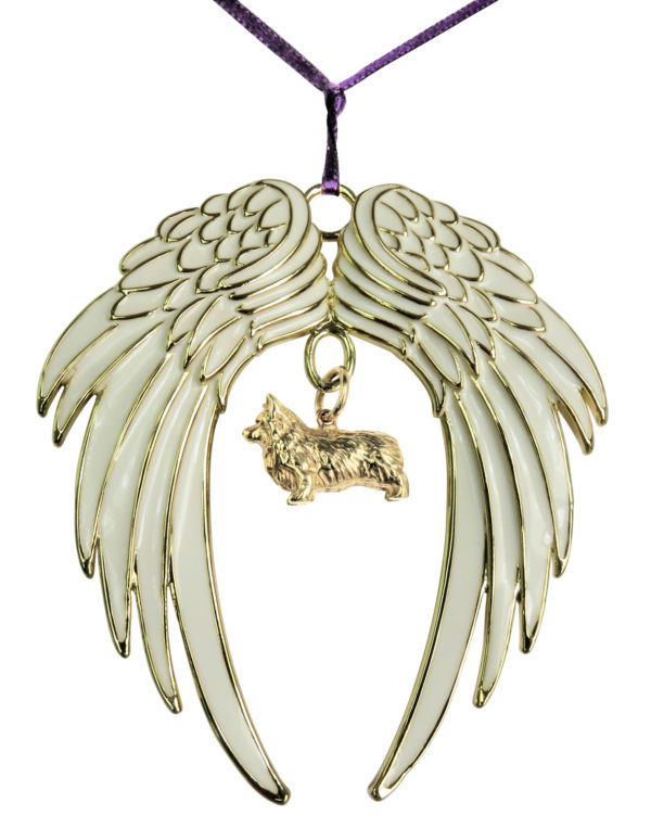 CORGI (Pembroke) Gold Plated ANGEL WING Memorial Christmas Holiday Ornament