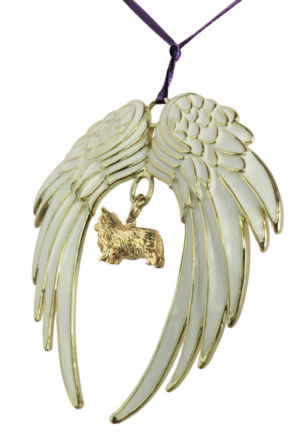 CORGI (Pembroke) Gold Plated ANGEL WING Memorial Christmas Holiday Ornament