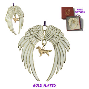 GOLDEN RETRIEVER Gold Plated ANGEL WING Memorial Christmas Holiday Ornament