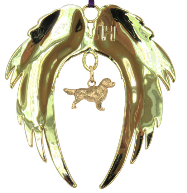 GOLDEN RETRIEVER Gold Plated ANGEL WING Memorial Christmas Holiday Ornament