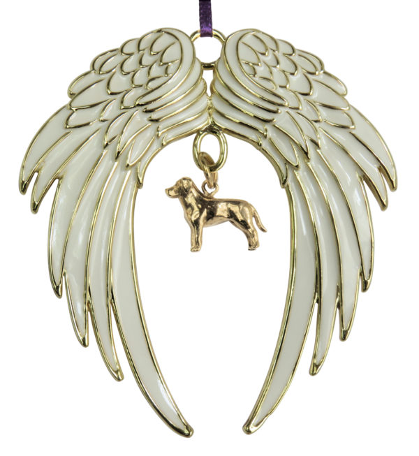 LABRADOR RETRIEVER Gold Plated ANGEL WING Memorial Christmas Holiday Ornament