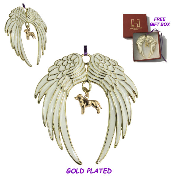 LABRADOR RETRIEVER Gold Plated ANGEL WING Memorial Christmas Holiday Ornament