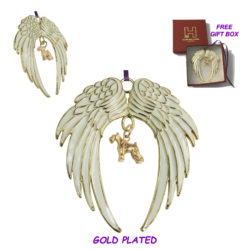 MINIATURE SCHNAUZER Gold Plated ANGEL WING Memorial Christmas Holiday Ornament