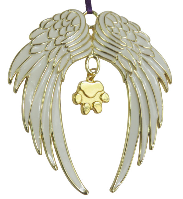 ANGEL DOG PAW Gold Plated Memorial Christmas Holiday Ornament