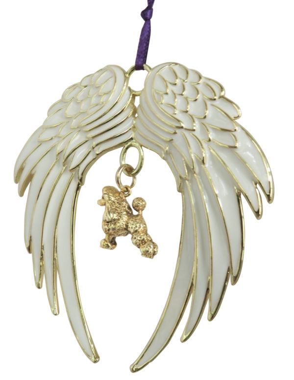 POODLE Gold Plated ANGEL WING Memorial Christmas Holiday Ornament