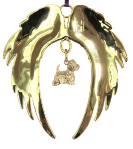 WEST HIGHLAND WHITE TERRIER - Westie - Gold Plated ANGEL WING Memorial Christmas Holiday Ornament