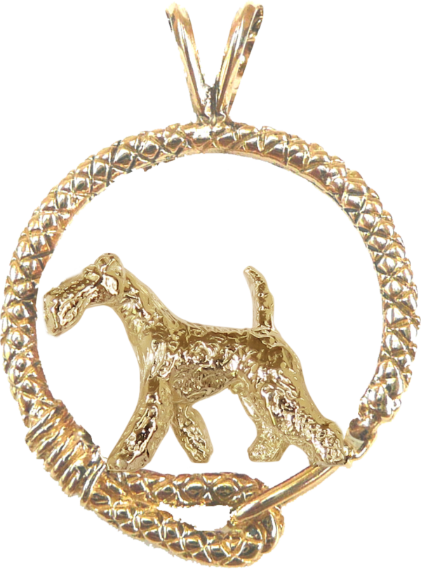 Airedale Terrier in Leash 14K Gold or Sterling Silver
