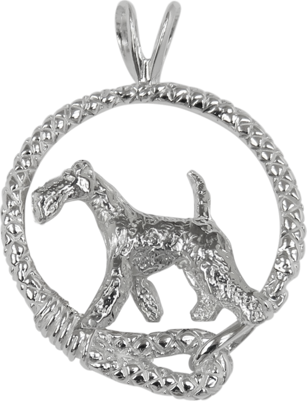 Airedale Terrier in Leash 14K Gold or Sterling Silver