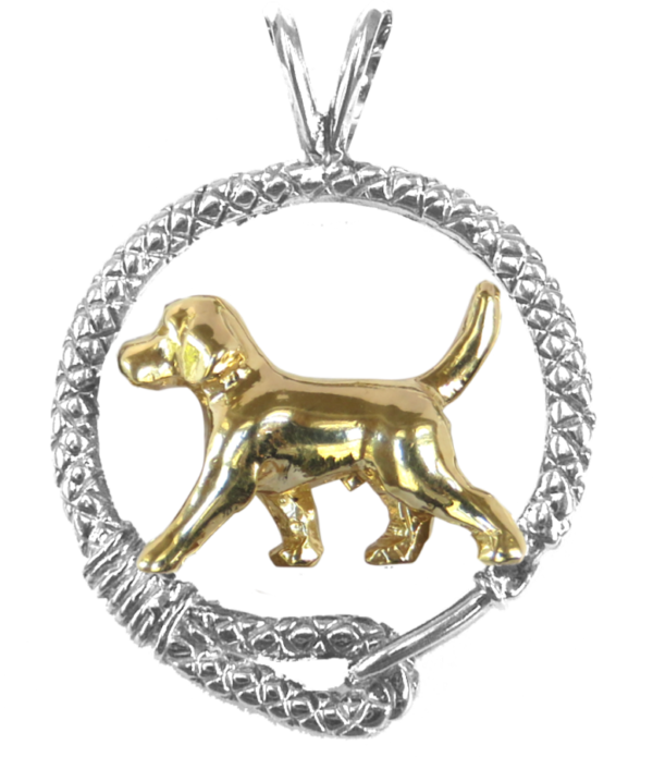 Beagle in Leash Pendant Charm Necklace in 14K Gold or Sterling Silver