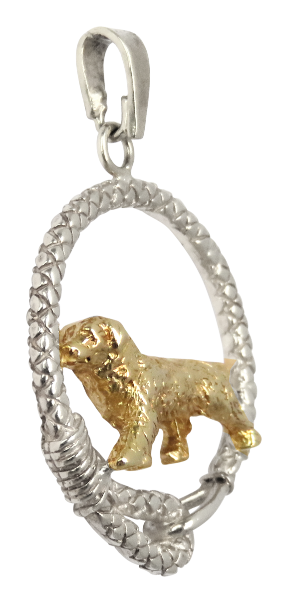 Bernese Mountain Dog in Leash Pendant Charm Necklace in 14K Gold or Sterling Silver
