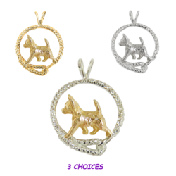 Chihuahua Smooth in Leash Pendant Charm Necklace in 14K Gold or Sterling Silver