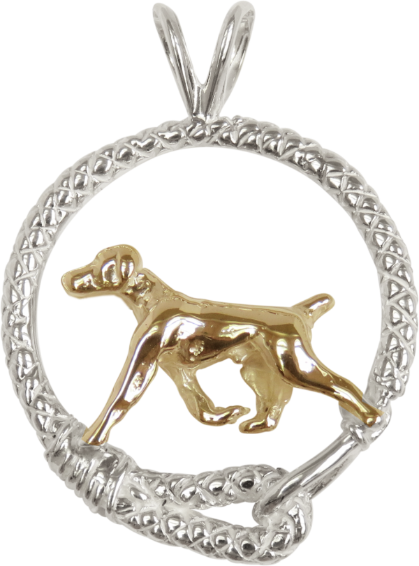 German Shorthaired Pointer in Leash Pendant Charm Necklace in 14K Gold or Sterling Silver