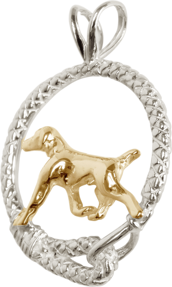 German Shorthaired Pointer in Leash Pendant Charm Necklace in 14K Gold or Sterling Silver