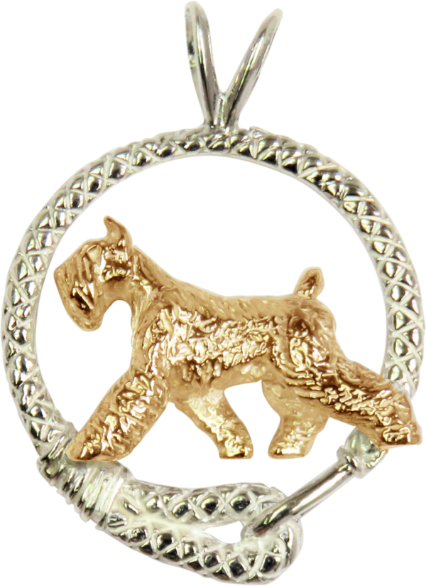 Giant Schnauzer in Leash Pendant Charm Necklace in 14K Gold or Sterling Silver