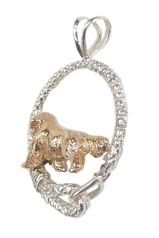 Golden Retriever in Leash Pendant Charm Necklace in 14K Gold or Sterling Silver