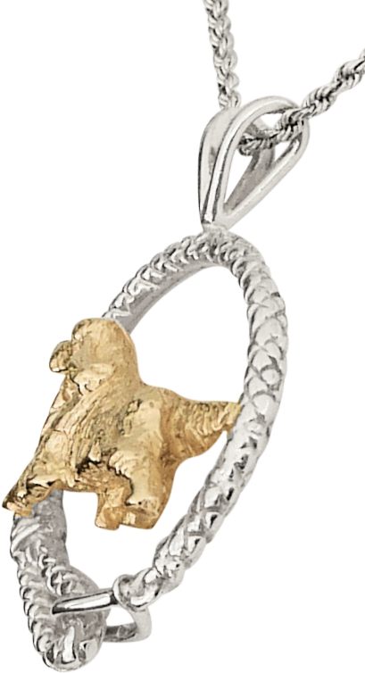 Gordon Setter in Leash Pendant Charm Necklace in 14K Gold or Sterling Silver