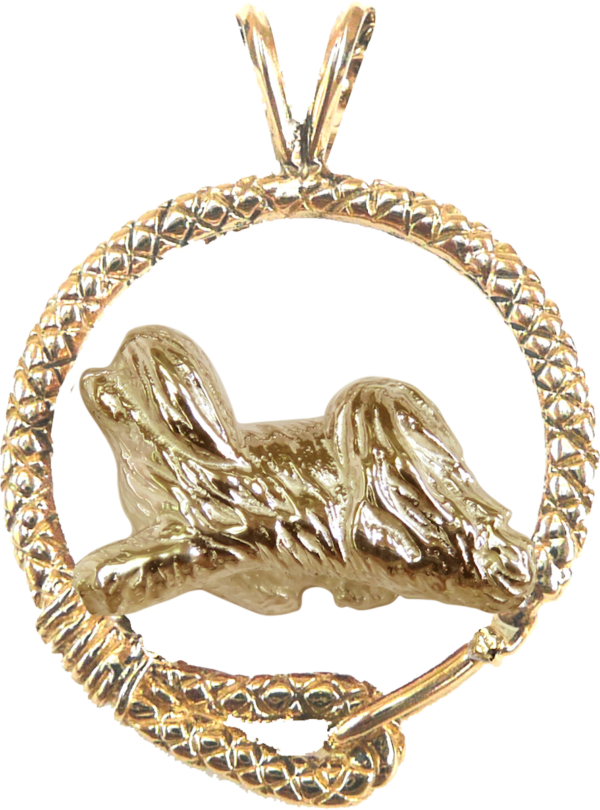 Havanese in Leash Pendant Charm Necklace in 14K Gold or Sterling Silver