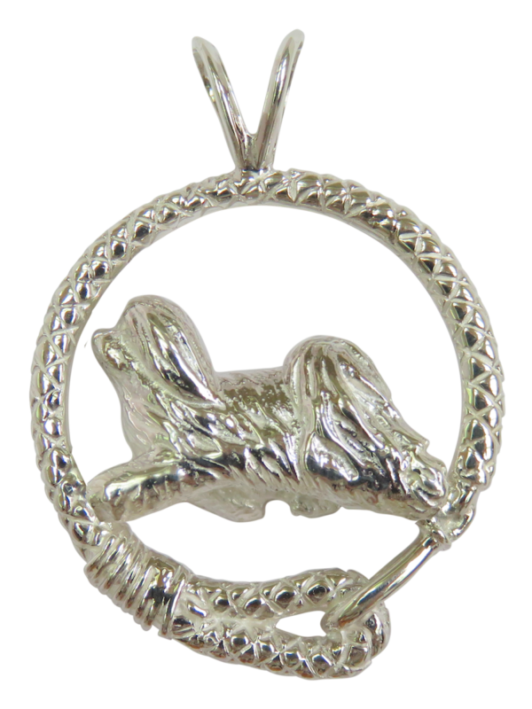 Havanese in Leash Pendant Charm Necklace in 14K Gold or Sterling Silver