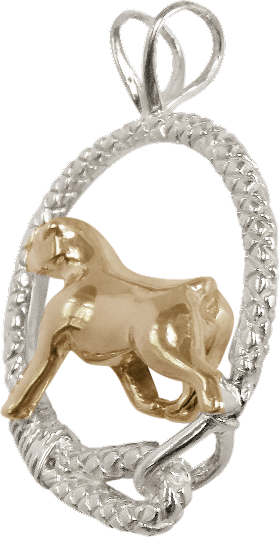 Rottweiler in Leash Pendant Charm Necklace in 14K Gold or Sterling Silver