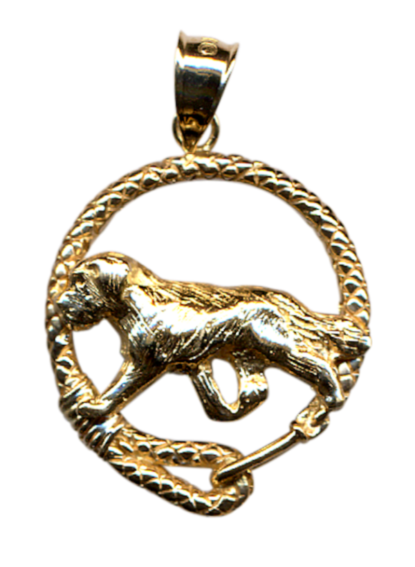 Saint Bernard in Leash Pendant Charm Necklace in 14K Gold or Sterling Silver