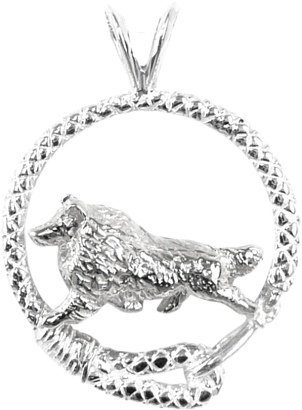 Shetland Sheepdog - Sheltie - in Leash Pendant Charm Necklace in 14K Gold or Sterling Silver