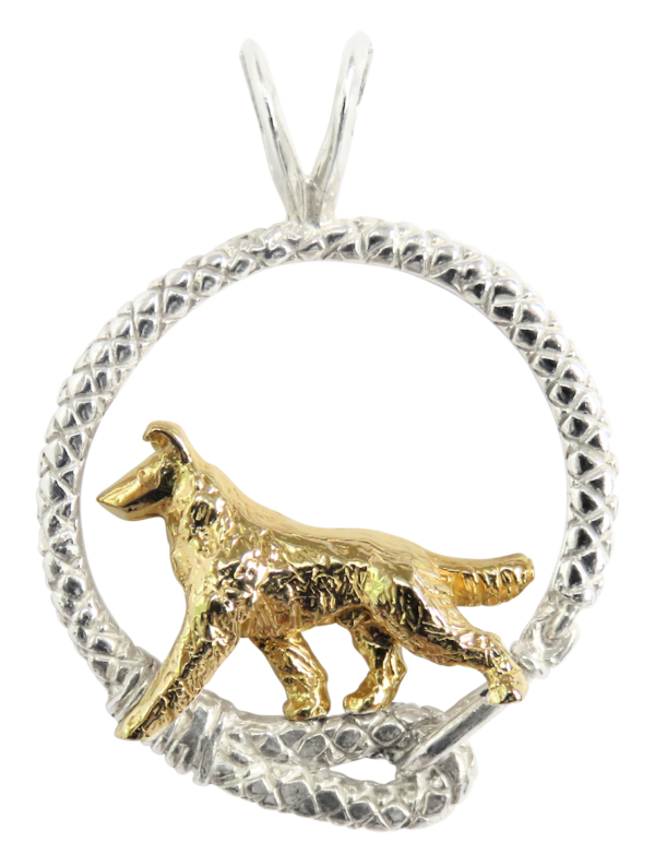 Smooth Collie in Leash Pendant Charm Necklace in 14K Gold or Sterling Silver