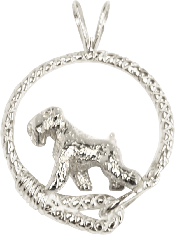 Soft Coated Wheaten Terrier in Leash Pendant Charm Necklace in 14K Gold or Sterling Silver