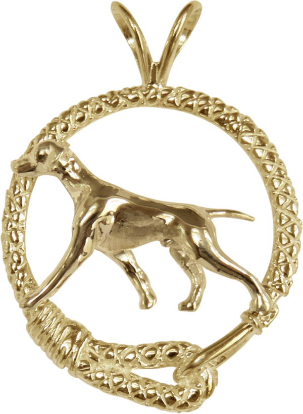 Vizsla in Leash Pendant Charm Necklace in 14K Gold or Sterling Silver